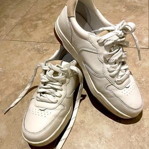 Madewell Court Sneakers in white leather.